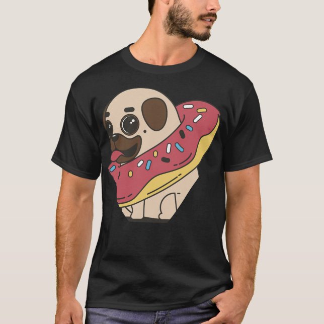Donuts Donut Mops Mops Hunde Hunde Backwaren T-Shirt (Vorderseite)