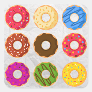 Donuts Donuts und Donuts Quadratischer Aufkleber