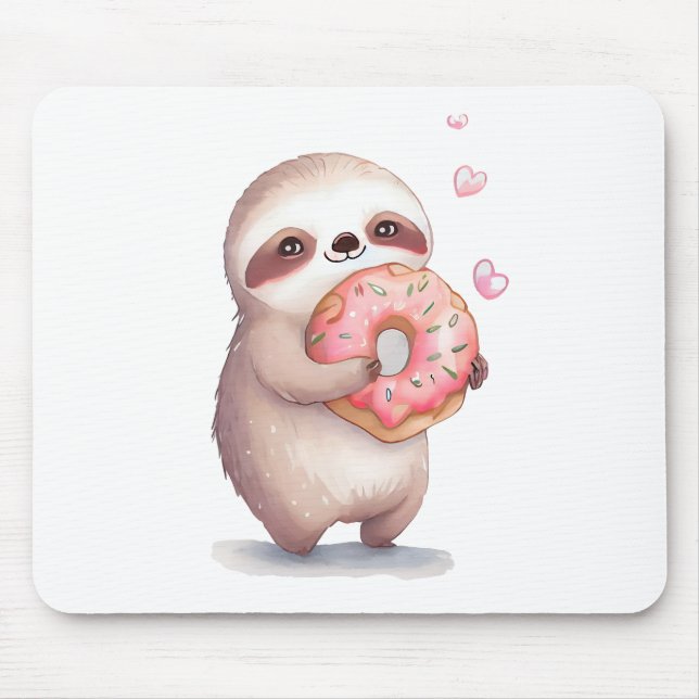 Donuts essen wie ein Faulpelz! Mousepad (Vorne)