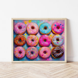 Donuts Farbenfrohe moderne Abstrakte Kunst Poster
