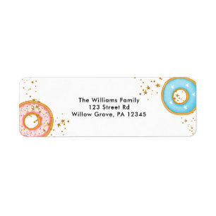 Donuts Gold Sprinkles Rosa Rücksendeadresse Etiket