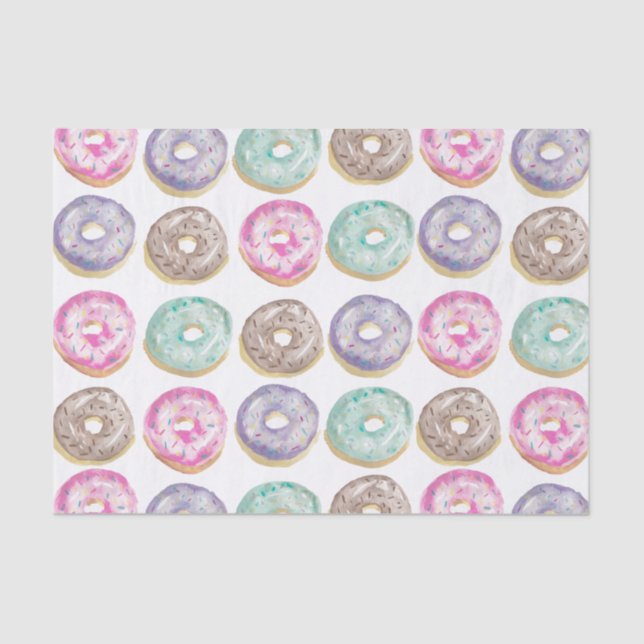Donuts in Aquarellfarbe Seidenpapier (Vorderseite)