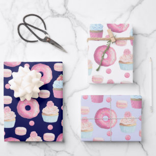 Donuts, Kuchen und Makaronen Geschenkpapier Set
