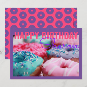 Donuts Lila Geburtstagskarte Karte
