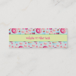 Donuts Macarons and Cupcake Pattern Website Mini Visitenkarte