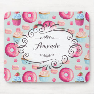 Donuts Macarons und Cupcake Whimsical Personalisie Mousepad
