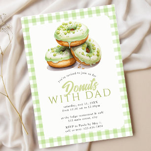 Donuts mit Papa Schulveranstaltung Grünes Gingham Einladung