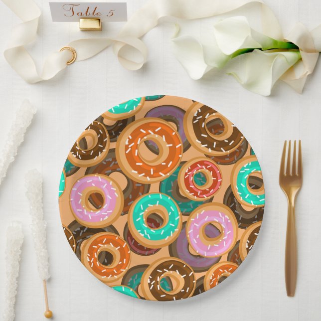 Donuts mit Sprinklmuster Pappteller (Hochzeit)