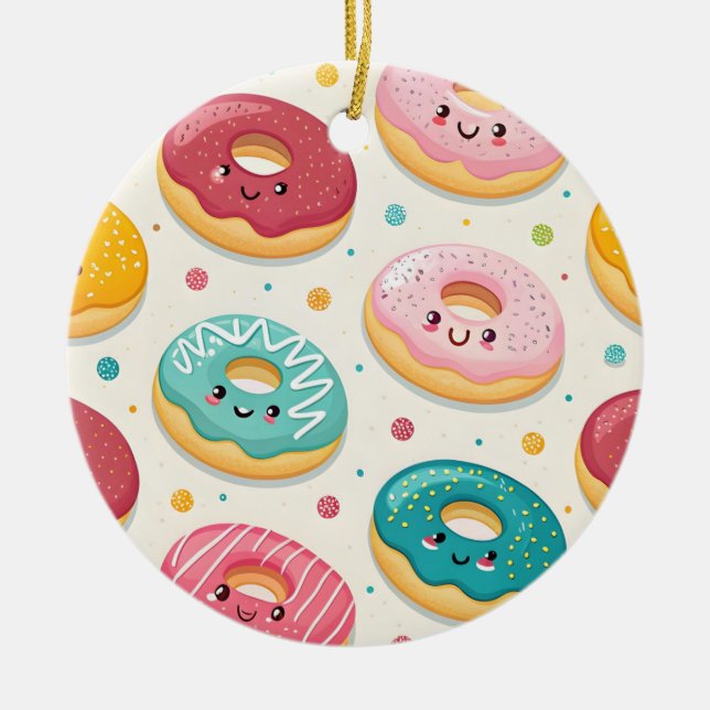 Donuts-Muster Keramik Ornament (Vorne)