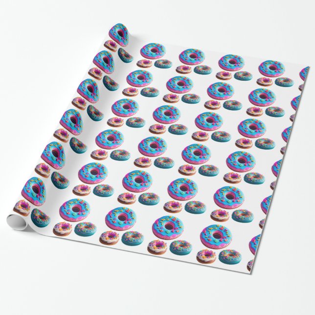 Donuts Muster Wrapping Paper Geschenkpapier (Ungerollt)