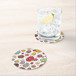 Donuts nahtloses Muster Runder Pappuntersetzer