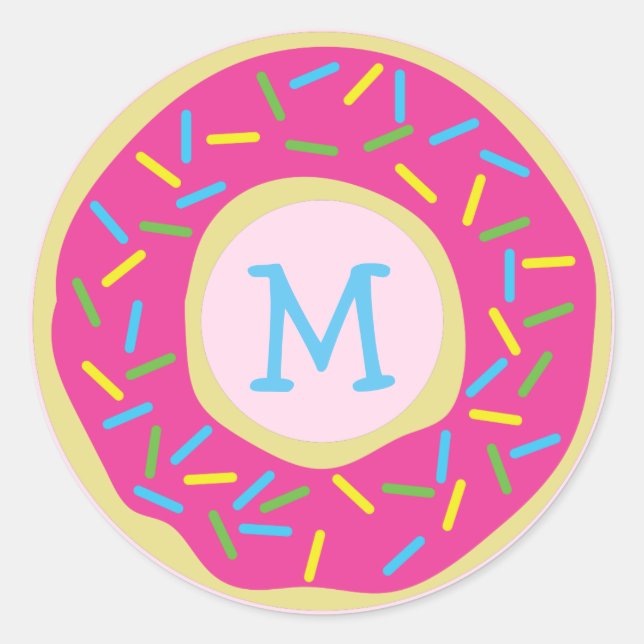 Donuts Niedlich Kid Monogram Umschlag Aufkleber Do (Vorderseite)
