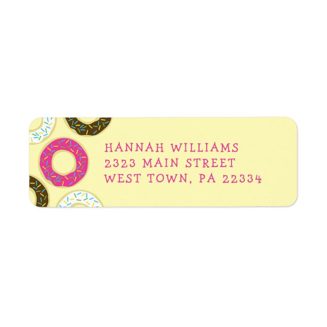 Donuts Niedlich Kid's Return Address Label (Vorne)