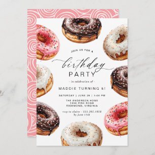 Donuts Niedliche Dessert Thema Girl's Birthday P Einladung
