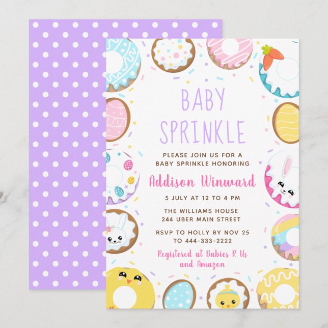 Donuts Oaster Baby Sprinkle Einladung (Vorne/Hinten)