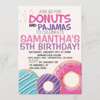 Donuts & Pajamas Einladung zum Geburtstag | 12,7x1