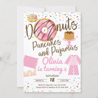 Donuts, Pancake und Pyjamas, lepover Einladung. Einladung