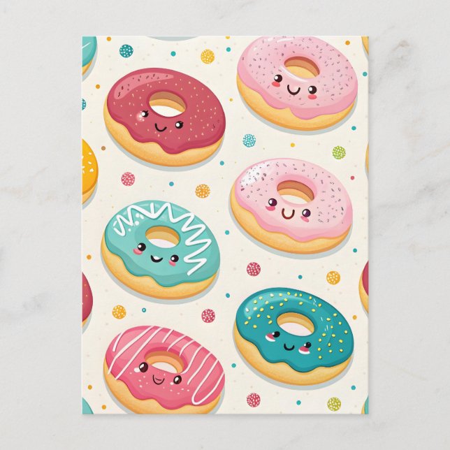 Donuts Pattern Postkarte (Vorderseite)
