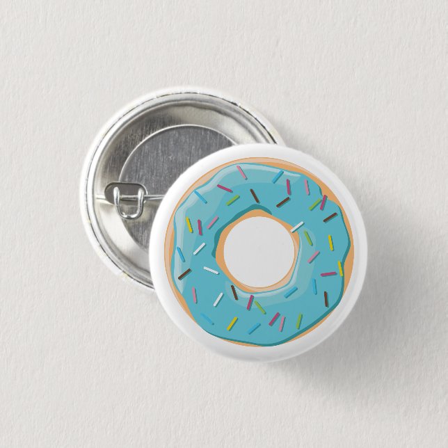 Donuts pink blau und Bissen Schokoladenmuster Button (Vorne & Hinten)