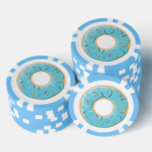 Donuts pink blau und Bissen Schokoladenmuster Pokerchips