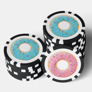 Donuts pink blau und Bissen Schokoladenmuster Pokerchips