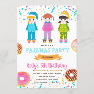 Donuts Pyjamas Geburtstagsfeier Einladung