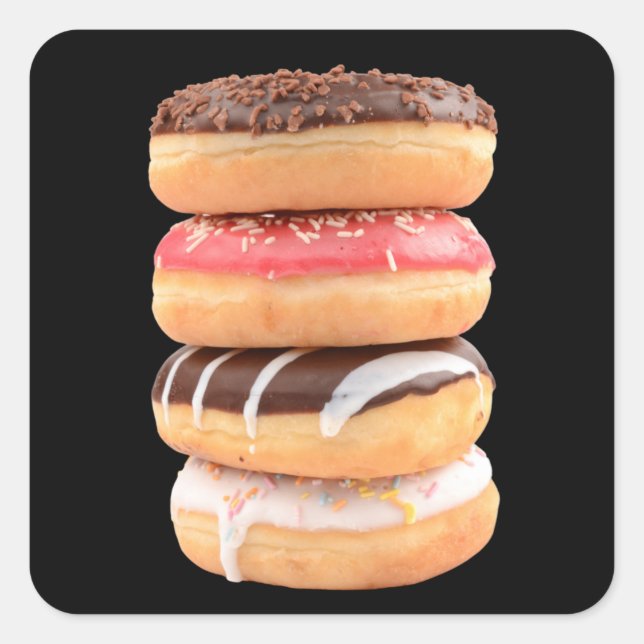 Donuts Quadratischer Aufkleber (Vorderseite)