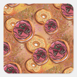Donuts Quadratischer Aufkleber