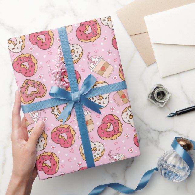Donuts Retro Valentine's Wrapping Paper Geschenkpapier (Schenken)