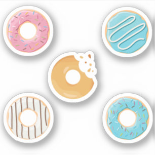 Donuts rosa blau und beiße Schokolade 5x Set Aufkleber
