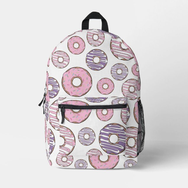 Donuts, rosa Donuts, Lila Donuts Bedruckter Rucksack (Vorderseite)