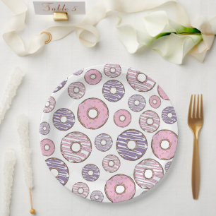 Donuts, rosa Donuts, Lila Donuts Pappteller