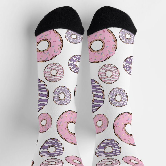 Donuts, rosa Donuts, Lila Donuts Socken (Oben)