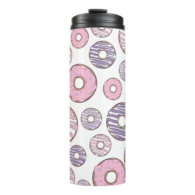 Donuts, rosa Donuts, Lila Donuts Thermosbecher (Vorderseite)