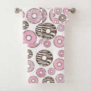 Donuts, rosa Donuts, weiße Donuts Badhandtuch Set