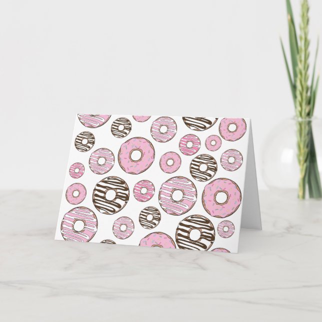 Donuts, rosa Donuts, weiße Donuts Karte (Vorderseite)