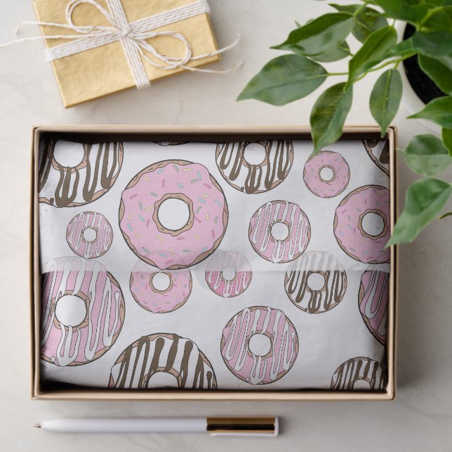 Donuts, rosa Donuts, weiße Donuts Seidenpapier (Geschenk)