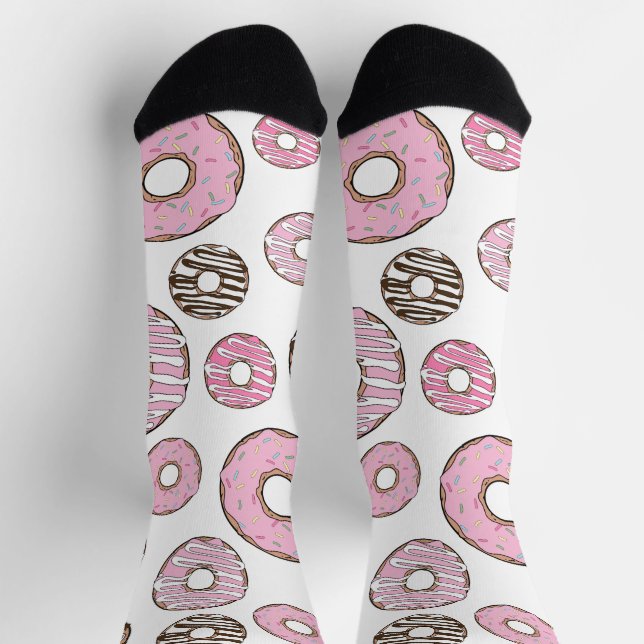 Donuts, rosa Donuts, weiße Donuts Socken (Oben)