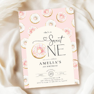 Donuts Rosa Sweet One 1. Geburtstag Einladung
