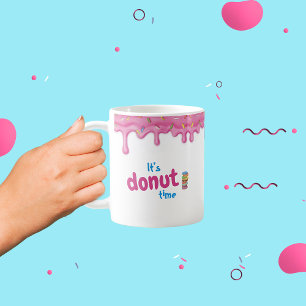 Donuts Rosa Zuckerguss Sprinkles Tropfen Kaffeemas Kaffeetasse