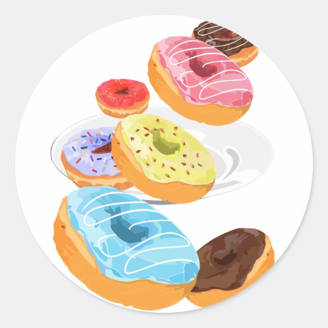 Donuts Runder Aufkleber (Vorderseite)