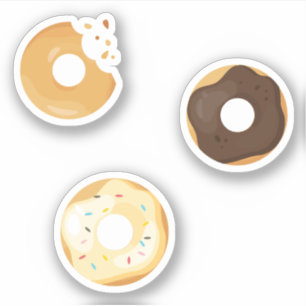 Donuts Schokoladencreme mit Bissen 3x Set Aufkleber