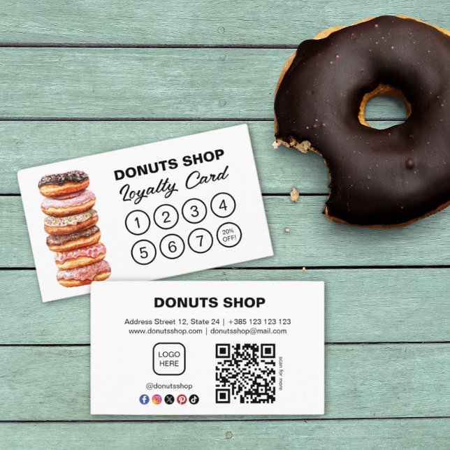Donuts Shop Bäckerei Niedlich QR Code Loyalty Card Treuekarte (Von Creator hochgeladen)