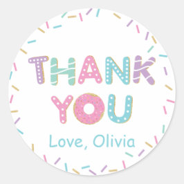 Donuts Sprinkles Geburtstagsdusche Danke Runder Aufkleber