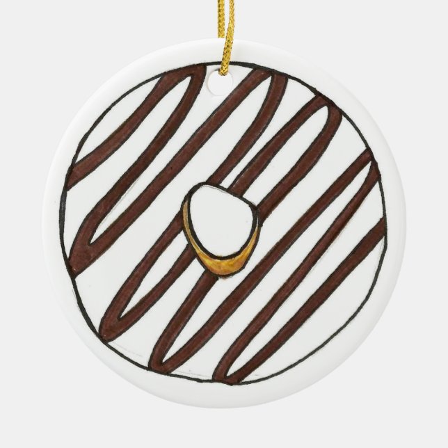 Donuts Strawberry Vanilla Zebra Stripe Doughnut Keramik Ornament (Vorne)
