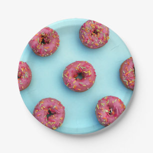 Donuts streuen auf Donuts rosa blau hell Pappteller