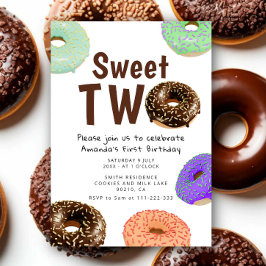 Donuts Süße Zwei 2. Geburtstag Einladung