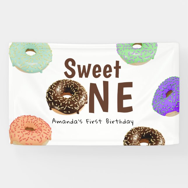 Donuts Sweet One 1. Geburtstag Banner (Horizontal)