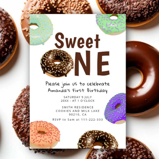 Donuts Sweet One 1. Geburtstag Einladung (Von Creator hochgeladen)