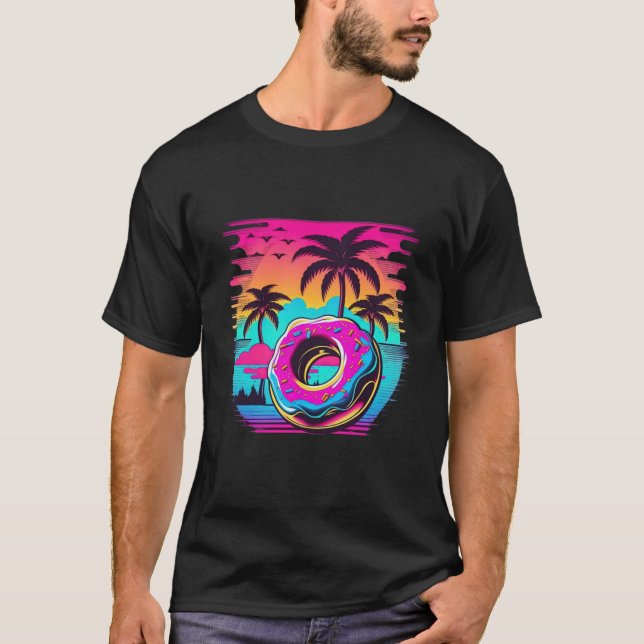 Donuts Synthwave 80er Retrowave Ästhetik 1 T-Shirt (Vorderseite)